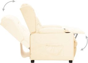 vidaXL Πολυθρόνα Ανακλινόμενη με Ανύψωση Κρεμ από Συνθετικό Δέρμα