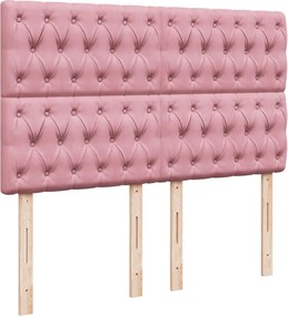 vidaXL Κρεβάτι Boxspring με Στρώμα Ροζ 140x190 εκ. Βελούδινο