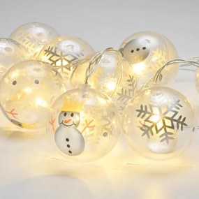 "PLASTIC BALL SNOWMAN", 10 LED ΛΑΜΠΑΚΙΑ ΣΕΙΡΑ ΜΠΑΤΑΡ (3xAA), WW, IP20, 135+30cm, ΔΙΑΦ. ΚΑΛ. ΤΡΟΦ. ACA X061011247