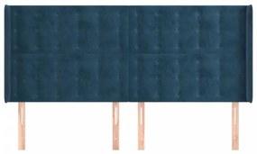 vidaXL Κεφαλάρι με Πτερύγια Σκούρο Μπλε 183x16x118/128 εκ. Βελούδινο