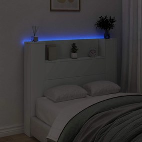vidaXL Κεφαλάρι με Αποθήκη και LED Λευκό Επεξεργασμένο Ξύλο