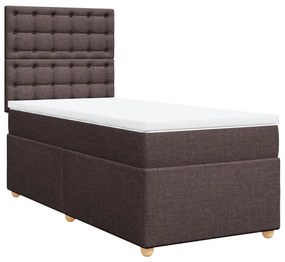 vidaXL Κρεβάτι Boxspring με Στρώμα Σκούρο Καφέ 100x200 εκ. Υφασμάτινο