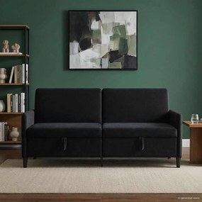vidaXL Καναπές με Αποθήκευση Μαύρο 192 x 78 x 87 εκ. Πολυεστέρας