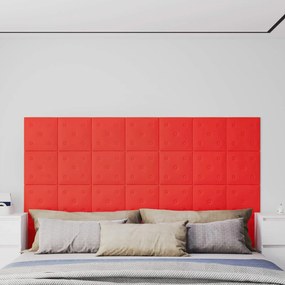vidaXL Κεφαλάρι Τοίχου 12 pcs Κόκκινο 30 x 30 cm Τεχνητό Δέρμα