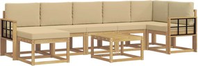 vidaXL Σειρά Καναπέ Εξωτερικού 8 pcs Λευκό και Μπεζ Πολυεστέρας