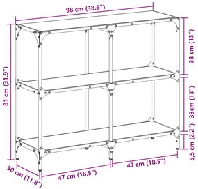 ΤΡΑΠΕΖΙ ΚΟΝΣΟΛΑ ΕΠΙΦΑΝΕΙΑ ΜΑΥΡΟ ΓΥΑΛΙ 98X30X81 ΕΚ. ΑΤΣΑΛΙ 846029