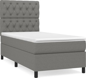 vidaXL Κρεβάτι Boxspring με Στρώμα Σκούρο Γκρι 80x200 εκ. Υφασμάτινο