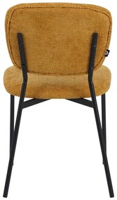 Καρέκλα Cathair με ύφασμα μπουκλέ μουσταρδί και μαύρα μεταλλικά πόδια 48x53x82 εκ. 4αδα 48x53x82 εκ.