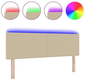 vidaXL LED κεφαλάρι με φώτα λωρίδας LED Γκρι Πράσινο 144 cm ύφασμα