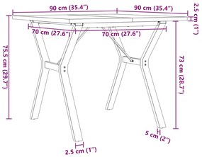 Τραπέζι Τραπεζαρίας Πλαίσιο Y Μασίφ Πεύκο/Χυτοσίδηρος - Καφέ