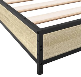vidaXL Πλαίσιο Κρεβατιού Sonoma Δρυς 200x200 εκ. Επεξ. Ξύλο &amp; Μέταλλο