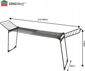Στεγνωτήριο ρούχων Kinghoff KH 2045, 30 μ., έως 25 κιλά, πτυσσόμενο, από χάλυβα, μαύρο