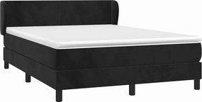 vidaXL Κρεβάτι Boxspring με Στρώμα Μαύρο 140x190 εκ. Βελούδινο