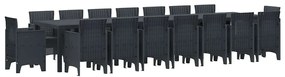 vidaXL Σέτ φαγητού για κήπο 17 pcs Ανθρακί Rattan Polt