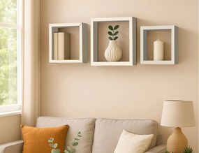ΡΑΦΙΈΡΕΣ/ΡΆΦΙΑ ΤΟΊΧΟΥ SET OF 3 NESTED CUBES MDF 23/26,5/30CM WHITE 6RAN7