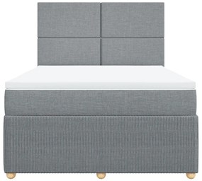 Κρεβάτι Boxspring με Στρώμα Ανοιχτό Γκρι 140x200 εκ. Υφασμάτινο - Γκρι