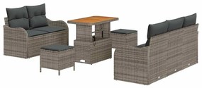 vidaXL Σετ Καναπέ Κήπου Ρυθμιζόμενο ύψος 8 pcs Γκρι συνθετικό ρατάν