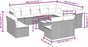 vidaXL Σετ Καναπέ Κήπου 13τεμ Μπεζ Συνθ. Ρατάν με Μαξιλάρια