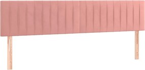 vidaXL Κρεβάτι Boxspring με Στρώμα &amp; LED Ροζ 160x200 εκ. Βελούδινο