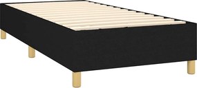 vidaXL Κρεβάτι Boxspring με Στρώμα &amp; LED Μαύρο 100x200 εκ. Υφασμάτινο