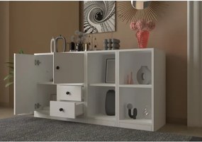 Stewehome Κονσόλα με ράφι ντουλάπι και συρτάρια Λευκό 131x40x130 cm