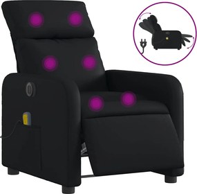 vidaXL Πολυθρόνα Μασάζ Ανακλινόμενη Ηλεκτρική Μαύρη Συνθετικό Δέρμα