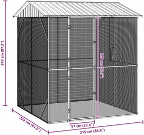 vidaXL Κλουβί Πουλιών Ανθρακί 215 x 208 x 247 εκ