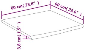 Πάγκος Μπάνιου Ορθογώνιος 60x60x3,8 εκ. Μασίφ Ξύλο Οξιάς - Καφέ