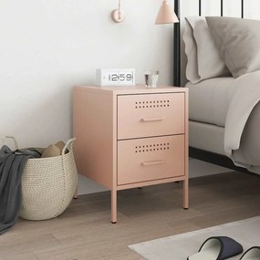 vidaXL Κομοδίνο Ροζ 36x39x50,5 εκ. από Χάλυβα