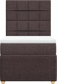 vidaXL Κρεβάτι Boxspring με Στρώμα Σκούρο Καφέ 90x190 εκ. Υφασμάτινο