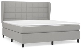 Κρεβάτι Boxspring με Στρώμα Ανοιχτό Γκρι 180x200 εκ. Υφασμάτινο - Γκρι