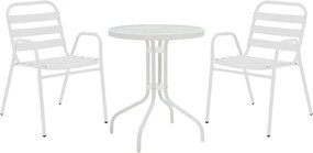 Τραπεζαρία Watson-Sussie pakoworld μέταλλο λευκό-γυαλί Φ60x70εκ