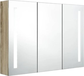 vidaXL Καθρέφτης Μπάνιου με Ντουλάπι &amp; LED Δρυς 89 x 14 x 62 εκ.