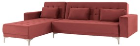 CORNER SOFA-BED ELIZA  REVERSIBLE DUSTY PINK VELVET 245x80-160x80Hcm.