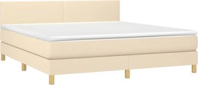 vidaXL Κρεβάτι Boxspring με Στρώμα Κρεμ 180x200 εκ. Υφασμάτινο