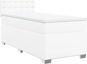 vidaXL Κρεβάτι Boxspring με Στρώμα Λευκό 80 x 200 εκ. Συνθετικό Δέρμα