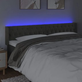 Κεφαλάρι Κρεβατιού LED Σκούρο Γκρι 203x16x78/88 εκ. Βελούδινο 3123639