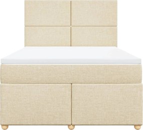vidaXL Κρεβάτι Boxspring με Στρώμα Κρεμ 160x200 εκ. Υφασμάτινο