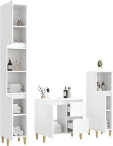 vidaXL Σετ Επίπλων Μπάνιου 3 Τεμαχίων Λευκό από Επεξεργασμένο Ξύλο