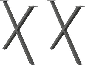 vidaXL Πόδια Τραπεζαρίας σε Σχήμα Χ, 2 τεμ. Ανθρακί 90x(72-73) εκ. Ατσάλι