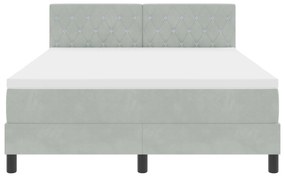 vidaXL Κρεβάτι Box Spring με Στρώμα  Ανοιχτό Γκρι 140x190 εκ Βελούδο