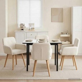 vidaXL Καρέκλες φαγητού 4 pcs Μπουκλέ Κρεμ 59 x 57 x 85 εκ.