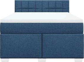vidaXL Κρεβάτι Boxspring με Στρώμα Μπλε 140x190 εκ. Υφασμάτινο