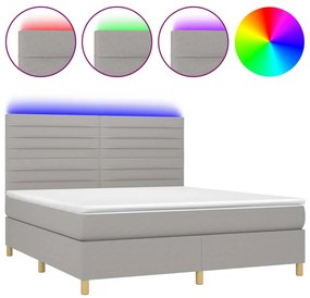 vidaXL Κρεβάτι Boxspring με Στρώμα &amp; LED Αν.Γκρι 180x200εκ. Υφασμάτινο