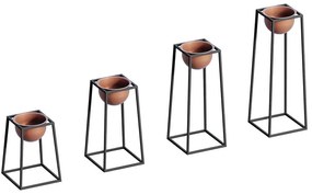 Κασπώ (Σετ 4Τμχ) 247HFM1166 22x22x30/22x22x40/22x22x50/22x22x60cm Black-Copper Aberto Design Metal