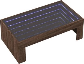 vidaXL Τραπεζάκι Σαλονιού Άπειρο Φως LED Καφέ Δρυς 90x50x30 εκ.