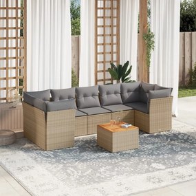 vidaXL Patio Sofa Set 7-θέσια Μικτό μπεζ και γκρι