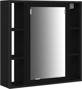 vidaXL Σετ Επίπλων Μπάνιου με ράφι 3 pcs Μαύρη Οξυά Επεξεργασμένο ξύλο