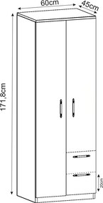 Διφυλλη Ντουλαπα Καρυδια MERLIN 45x60x171.8