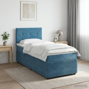 vidaXL Κρεβάτι box spring με στρώμα Σκούρο Μπλε 100 x 200 cm Βελούδο